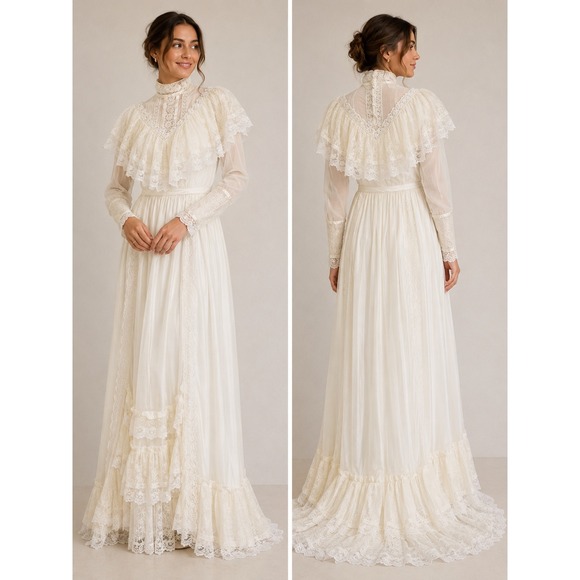 Gunne Sax Dresses & Skirts - Gunne Sax Bridal Gown 9 Ivory Vintage Lace Victorian Wedding Dress Wedding